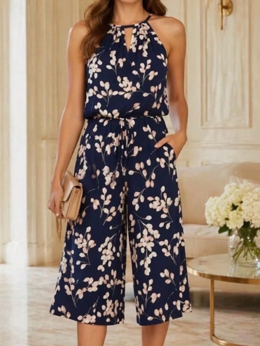Wisp Petites Blue Floral Jumpsuit 2P